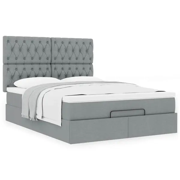 Gossi cadru de pat otoman cu saltea tesatura gri deschis 140x190cm