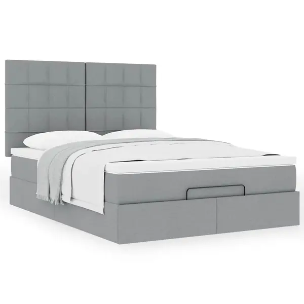 Gossi cadru de pat otoman cu saltea tesatura gri deschis 140x190cm