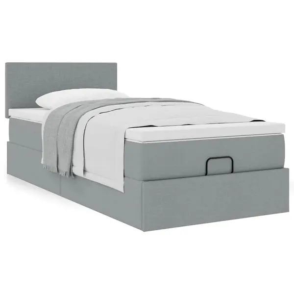 Gossi cadru de pat otoman cu saltea tesatura gri deschis 80x200cm