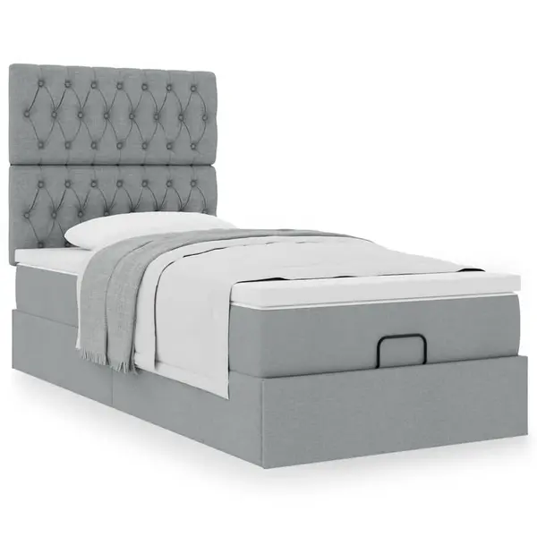Gossi cadru de pat otoman cu saltea tesatura gri deschis 90x190cm