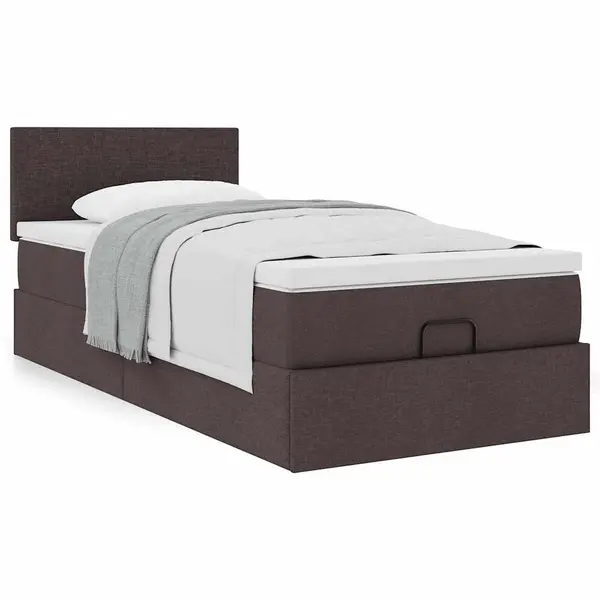 Gossi cadru de pat otoman cu saltea tesatura maro inchis 90x200 cm