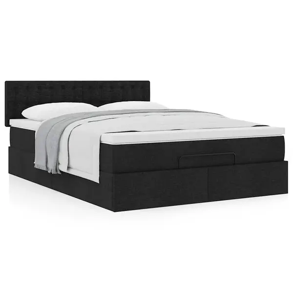 Gossi cadru de pat otoman cu saltea tesatura neagra 140x190cm