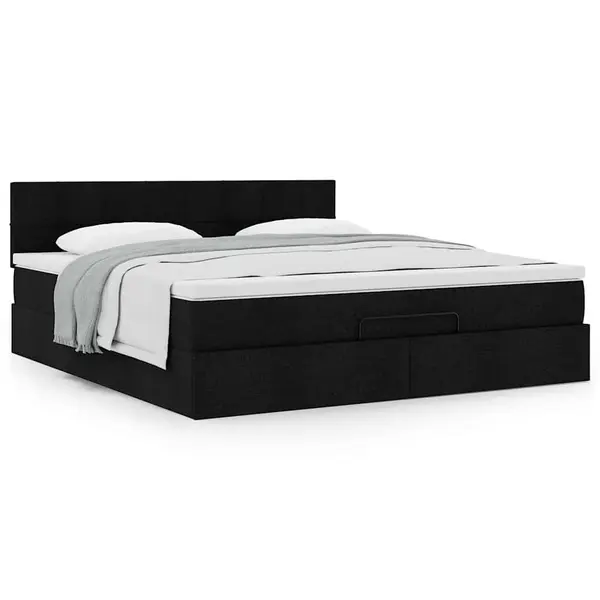 Gossi cadru de pat otoman cu saltea tesatura neagra 160x200cm