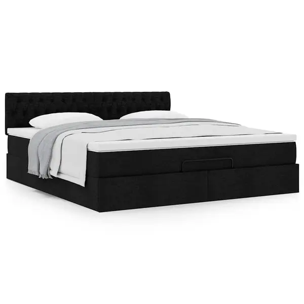 Gossi cadru de pat otoman cu saltea tesatura neagra 180x200cm