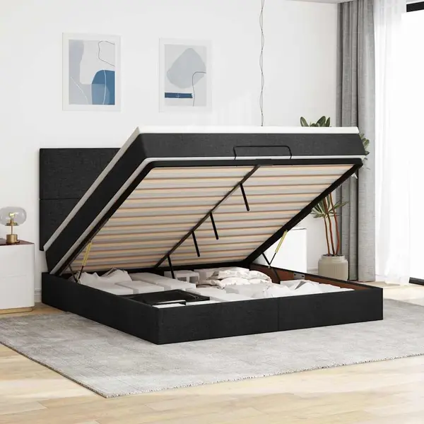 Gossi cadru de pat otoman cu saltea tesatura neagra 180x200cm