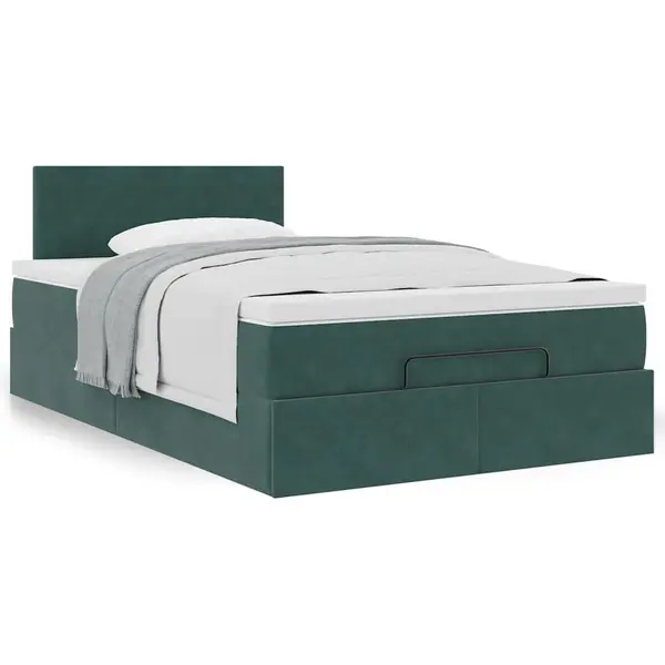 Gossi cadru de pat otoman cu saltea verde inchis 120x200cm catifea