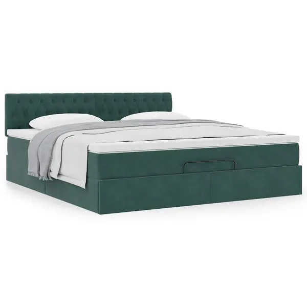 Gossi cadru de pat otoman cu saltea verde inchis 180x200cm catifea