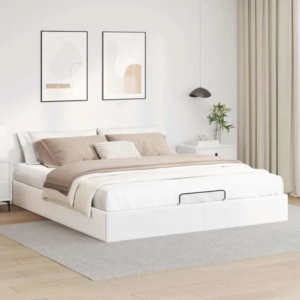 Gossi cadru de pat otoman fara saltea alb 160x200cm piele artificiala