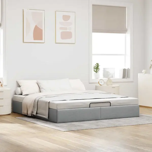 Gossi cadru de pat otoman fara saltea gri deschis 160x200 cm material