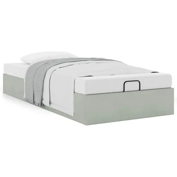 Gossi cadru de pat otoman fara saltea gri deschis 80x200 cm catifea