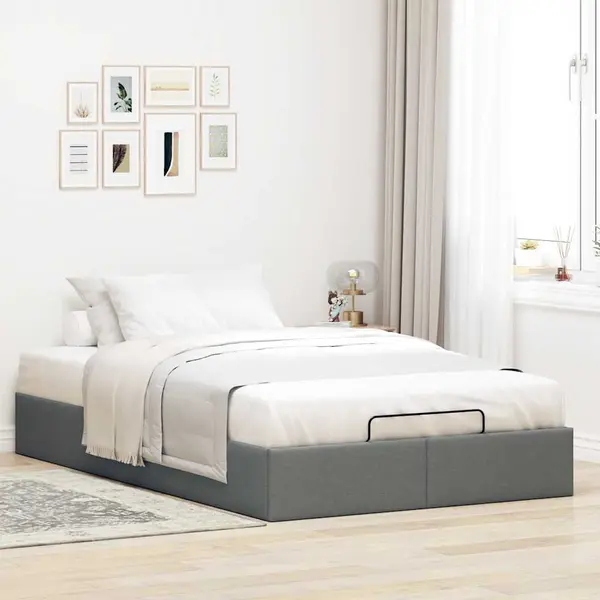 Gossi cadru de pat otoman fara saltea tesatura gri inchis 120x200 cm