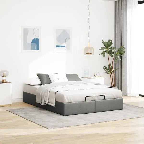 Gossi cadru de pat otoman fara saltea tesatura gri inchis 140x200 cm
