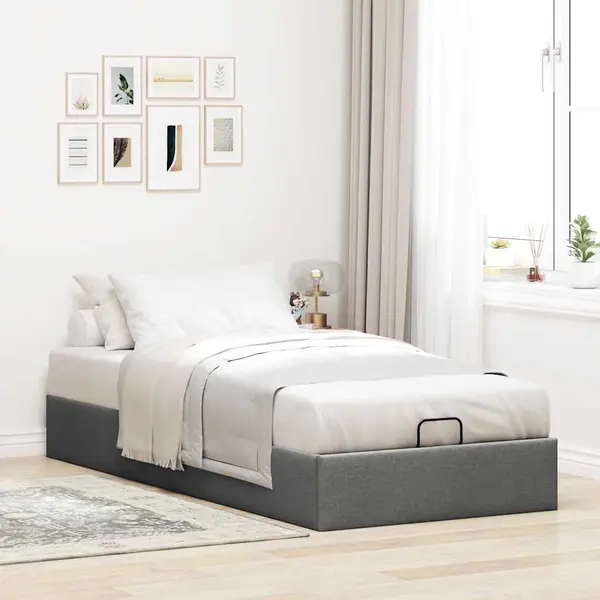 Gossi cadru de pat otoman fara saltea tesatura gri inchis 80x200 cm