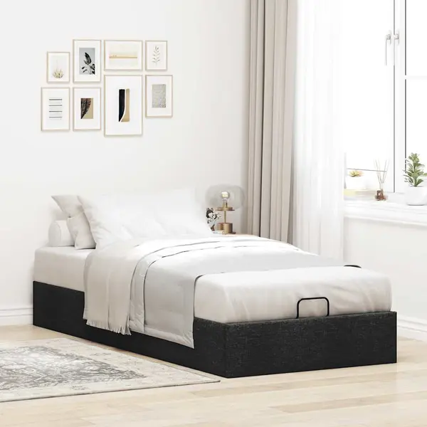 Gossi cadru de pat otoman fara saltea tesatura neagra 100x200 cm