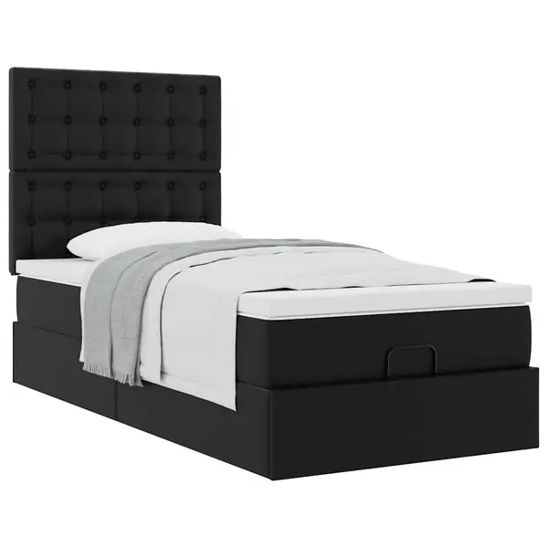 Gossi cadru de pat otoman saltea neagra 100x200cm piele artificiala