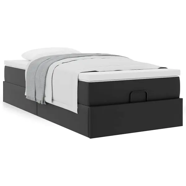 Gossi cadru de pat otoman saltea neagra 100x200cm piele artificiala