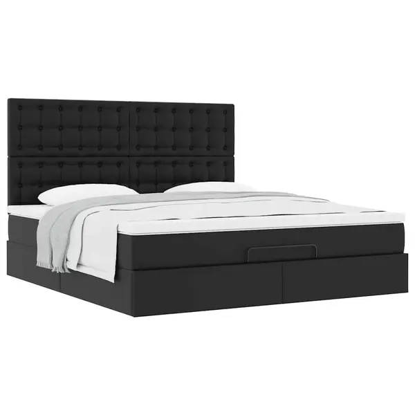 Gossi cadru de pat otoman saltea neagra 160x200cm piele artificiala