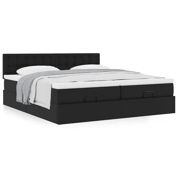 Gossi cadru de pat otoman saltele negru 180x200cm piele artificiala
