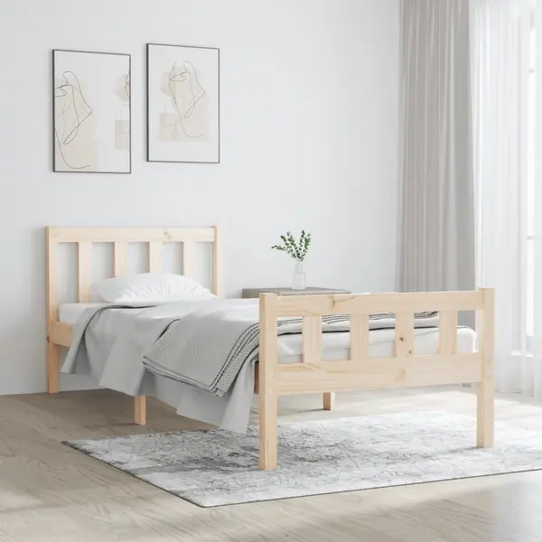 Gossi cadru de pat single, 90x190 cm, lemn masiv