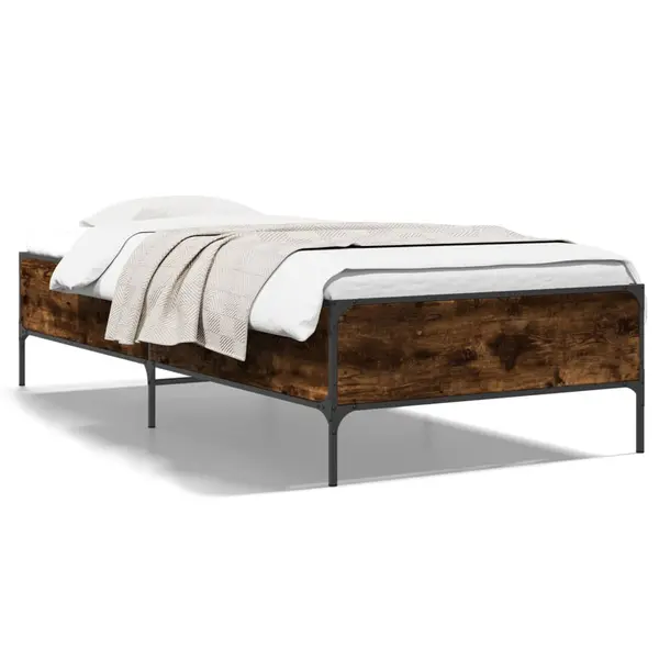 Gossi cadru de pat, stejar fumuriu 100x200 cm lemn prelucrat si metal