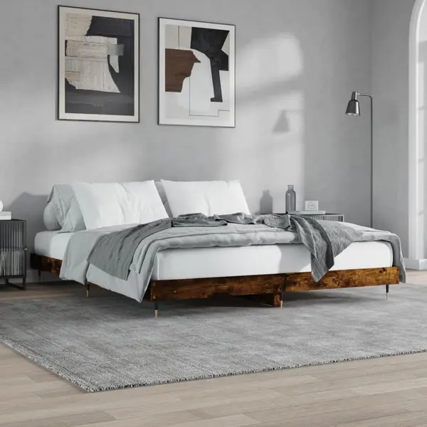 Gossi cadru de pat, stejar fumuriu, 200x200 cm, lemn prelucrat