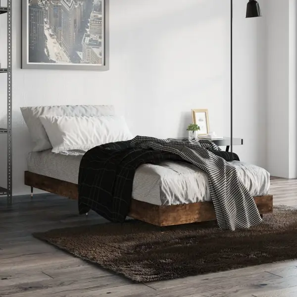 Gossi cadru de pat, stejar fumuriu, 75x190 cm, lemn prelucrat
