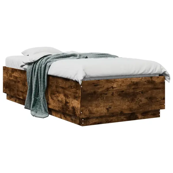 Gossi cadru de pat, stejar fumuriu, 75x190 cm, lemn prelucrat