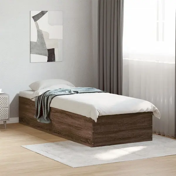 Gossi cadru de pat, stejar maro, 100x200 cm, lemn prelucrat