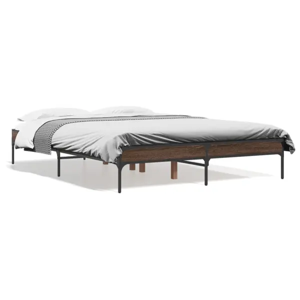Gossi cadru de pat, stejar maro, 120x200 cm, lemn prelucrat si metal