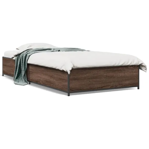 Gossi cadru de pat, stejar maro, 90x190 cm, lemn prelucrat si metal