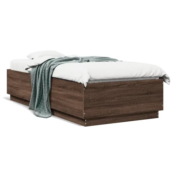 Gossi cadru de pat, stejar maro, 90x200 cm, lemn prelucrat