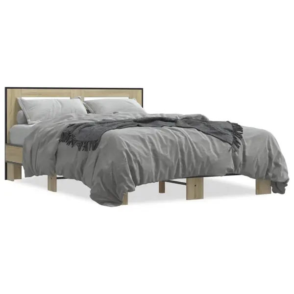 Gossi cadru de pat, stejar sonoma, 120x200cm, lemn prelucrat si metal