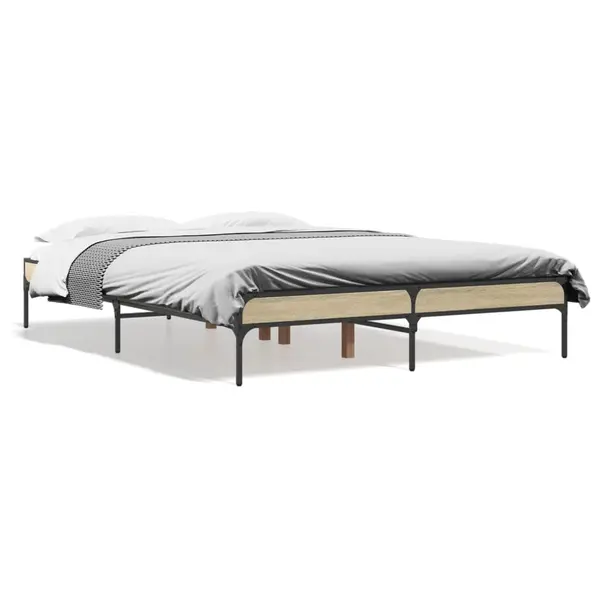 Gossi cadru de pat, stejar sonoma, 120x200cm, lemn prelucrat si metal