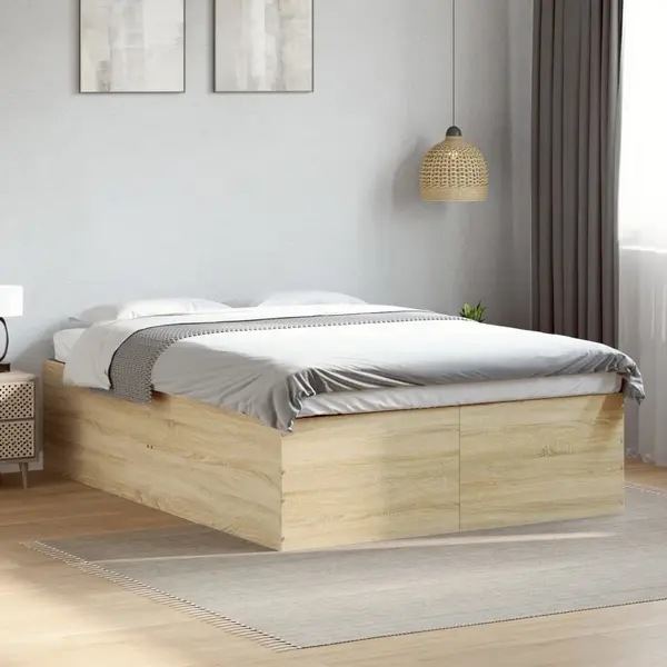 Gossi cadru de pat, stejar sonoma, 135x190 cm, lemn prelucrat