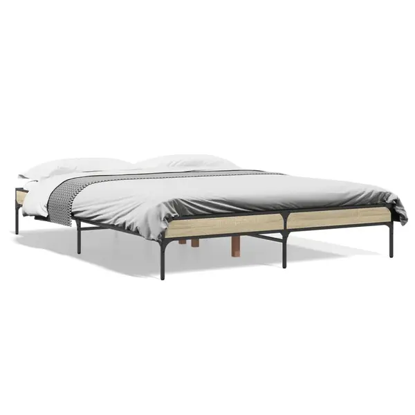 Gossi cadru de pat, stejar sonoma, 140x200cm, lemn prelucrat si metal