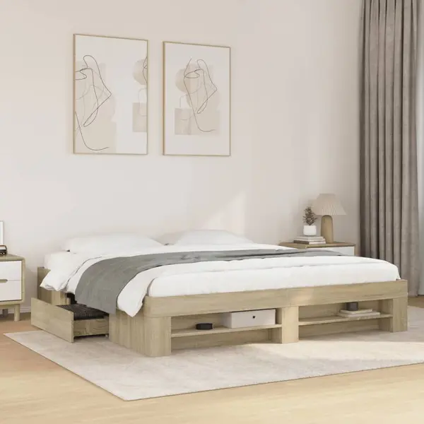 Gossi cadru de pat, stejar sonoma, 180x200 cm, lemn prelucrat