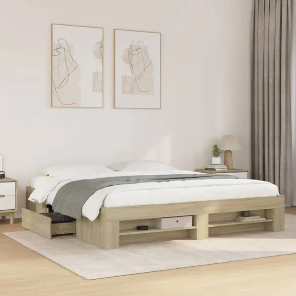 Gossi cadru de pat, stejar sonoma, 200x200 cm, lemn prelucrat