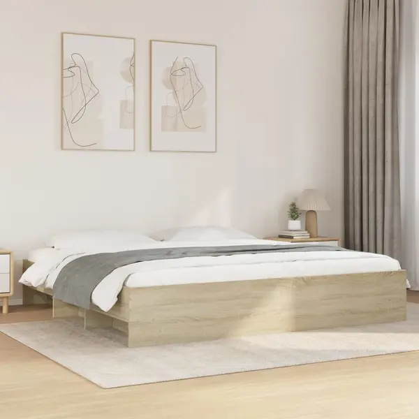 Gossi cadru de pat, stejar sonoma, 200x200 cm, lemn prelucrat