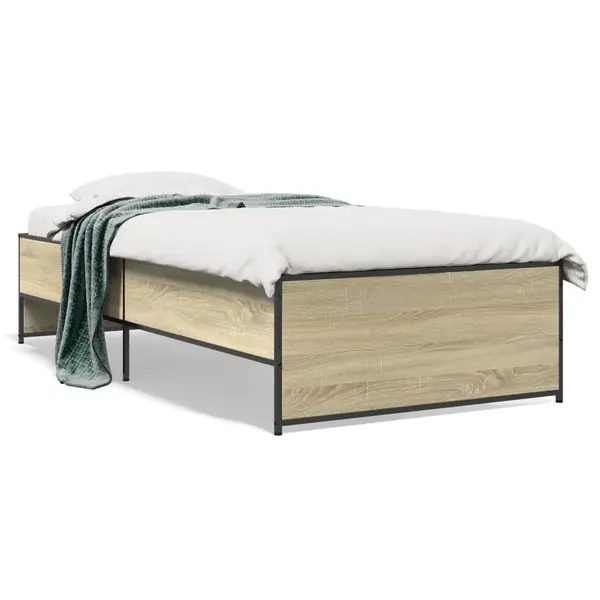 Gossi cadru de pat, stejar sonoma, 75x190 cm, lemn prelucrat si metal