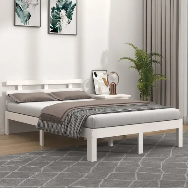 Gossi cadru de pat super king, alb, 180x200 cm, lemn masiv
