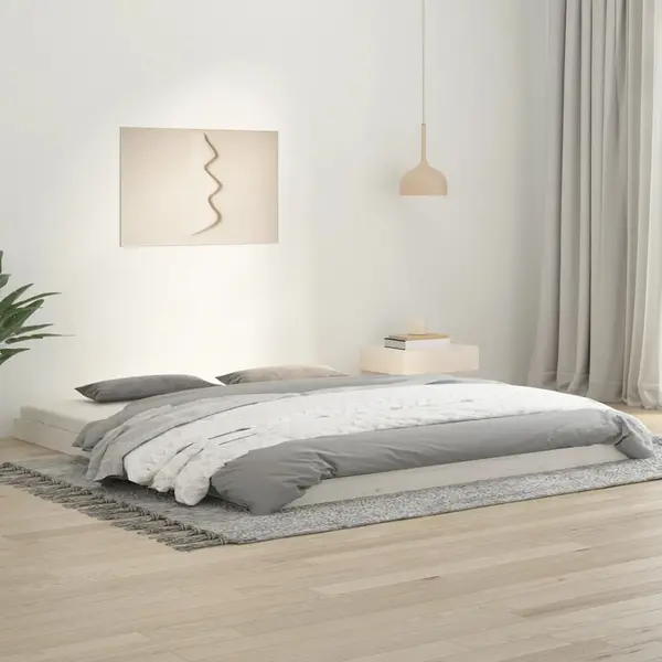 Gossi cadru de pat super king, alb, 180x200 cm, lemn masiv de pin