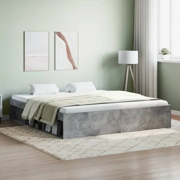 Gossi cadru de pat super king, gri beton, 180x200 cm