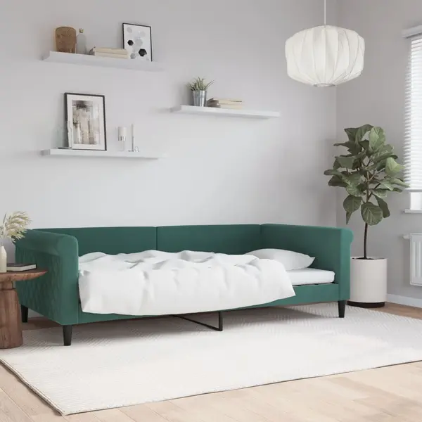 Gossi cadru de pat, verde inchis, 100x200 cm, catifea