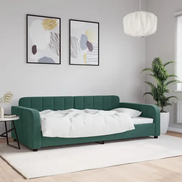Gossi cadru de pat, verde inchis, 100x200 cm, catifea