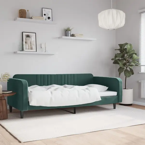 Gossi cadru de pat, verde inchis, 100x200 cm, catifea