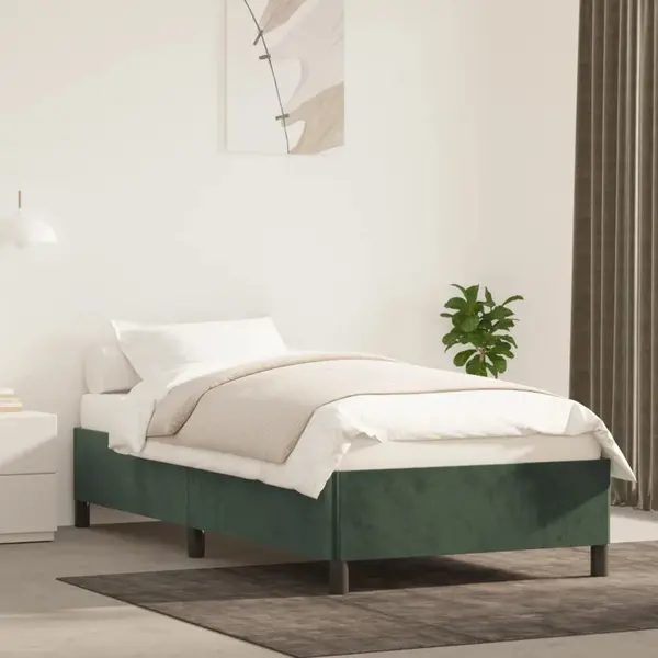 Gossi cadru de pat, verde inchis, 100x200 cm, catifea