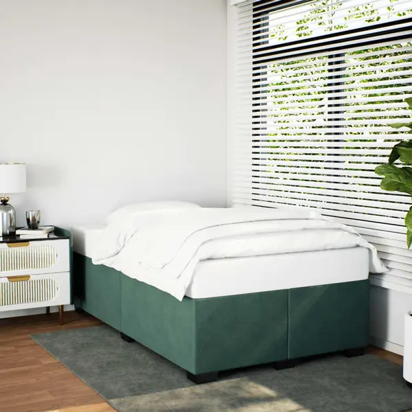 Gossi cadru de pat, verde inchis, 120x190 cm, catifea