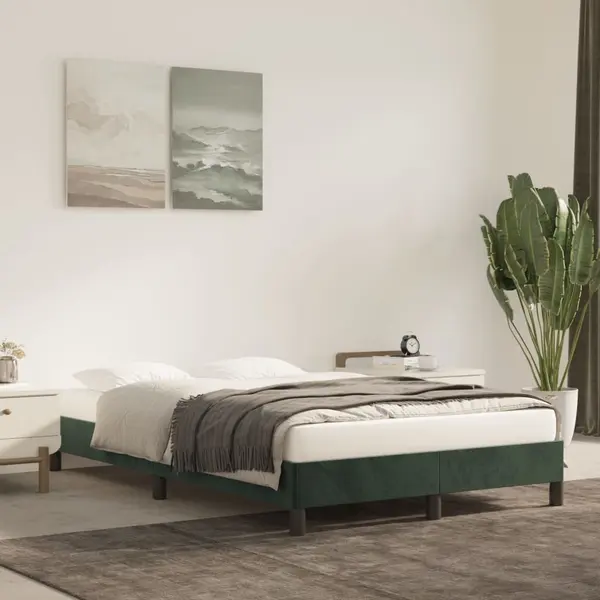 Gossi cadru de pat, verde inchis, 120x200 cm, catifea