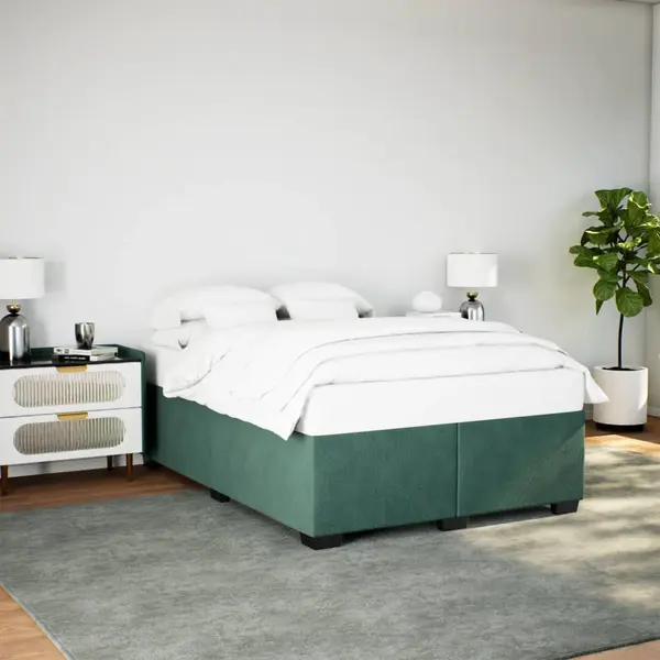 Gossi cadru de pat, verde inchis, 140x190 cm, catifea