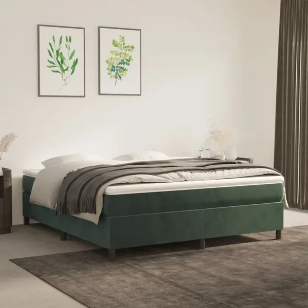 Gossi cadru de pat, verde inchis, 160x200 cm, catifea